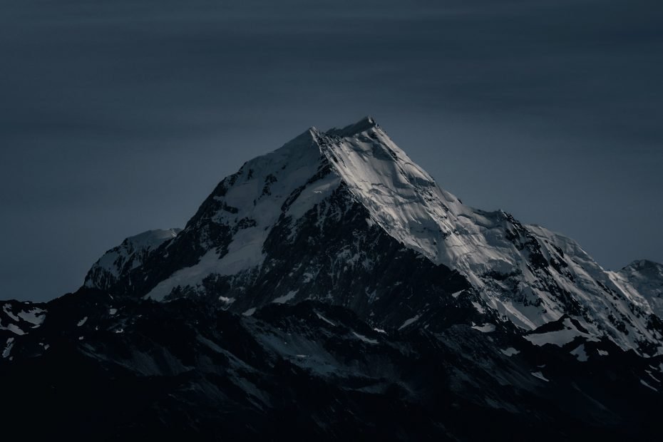 Large mountain with dark sky